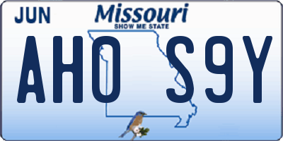 MO license plate AH0S9Y