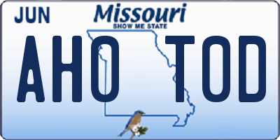 MO license plate AH0T0D