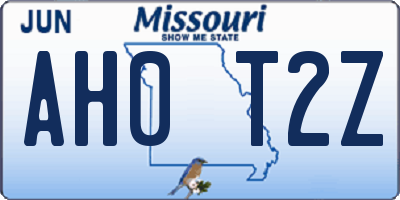 MO license plate AH0T2Z