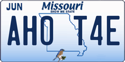MO license plate AH0T4E