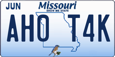 MO license plate AH0T4K