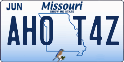 MO license plate AH0T4Z