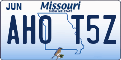 MO license plate AH0T5Z