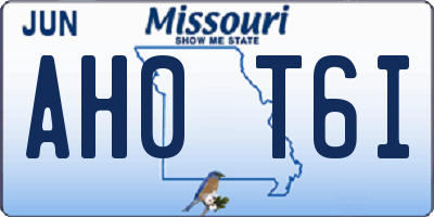 MO license plate AH0T6I