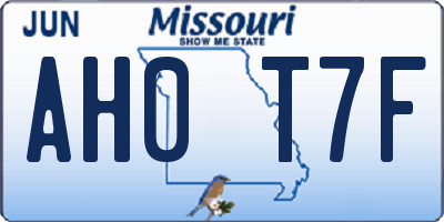 MO license plate AH0T7F