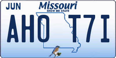 MO license plate AH0T7I