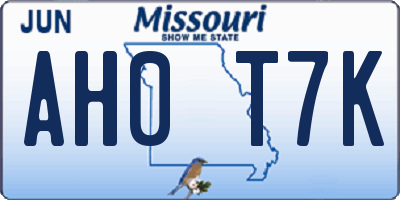 MO license plate AH0T7K