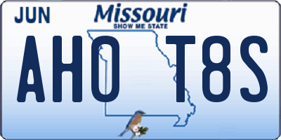 MO license plate AH0T8S