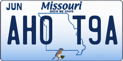 MO license plate AH0T9A
