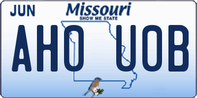 MO license plate AH0U0B
