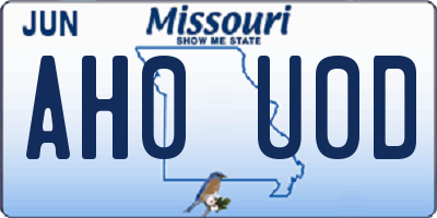 MO license plate AH0U0D