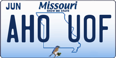 MO license plate AH0U0F