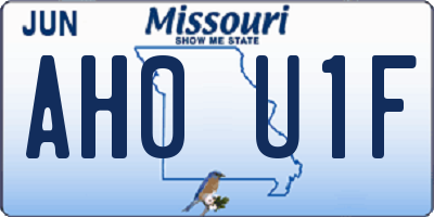MO license plate AH0U1F