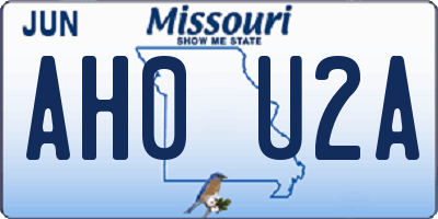 MO license plate AH0U2A