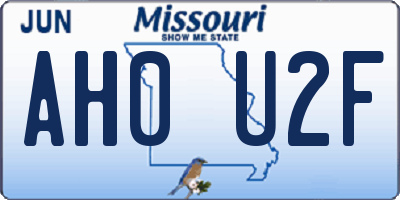 MO license plate AH0U2F