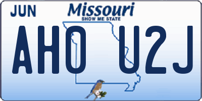 MO license plate AH0U2J
