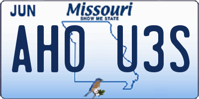 MO license plate AH0U3S