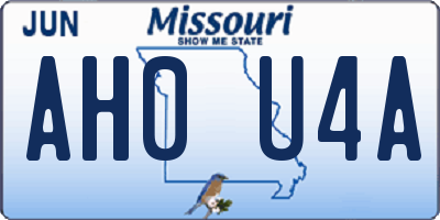 MO license plate AH0U4A