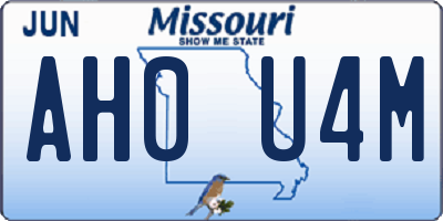 MO license plate AH0U4M