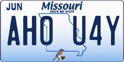 MO license plate AH0U4Y