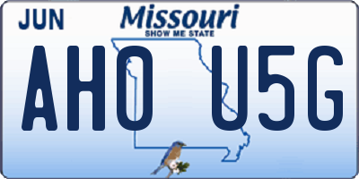 MO license plate AH0U5G