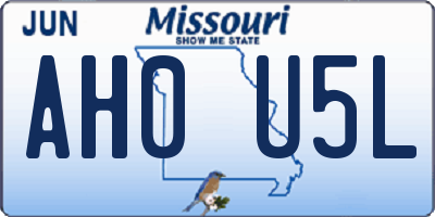 MO license plate AH0U5L