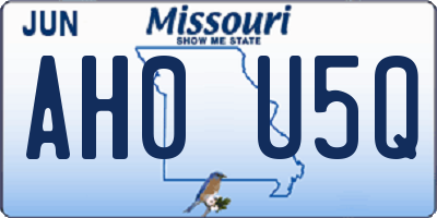 MO license plate AH0U5Q