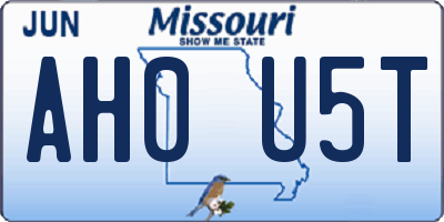 MO license plate AH0U5T