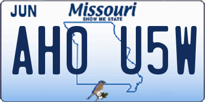 MO license plate AH0U5W