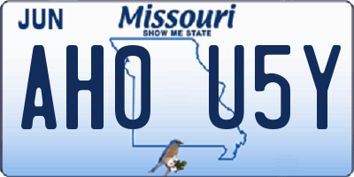 MO license plate AH0U5Y