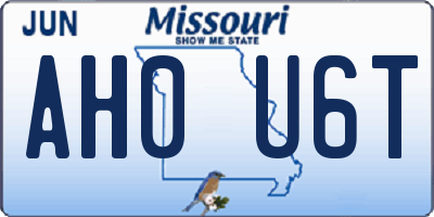 MO license plate AH0U6T