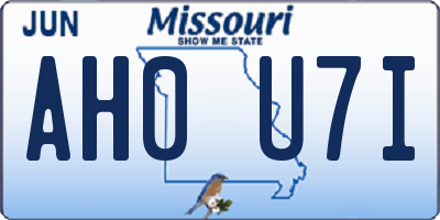 MO license plate AH0U7I