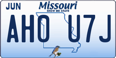 MO license plate AH0U7J