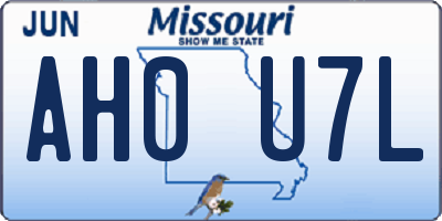 MO license plate AH0U7L
