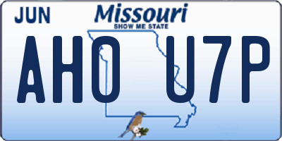 MO license plate AH0U7P