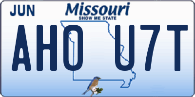 MO license plate AH0U7T