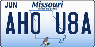 MO license plate AH0U8A