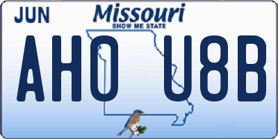 MO license plate AH0U8B