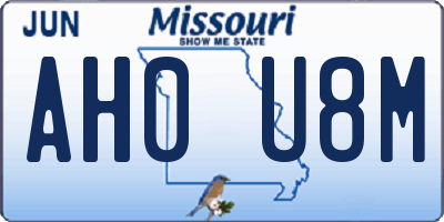 MO license plate AH0U8M