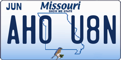 MO license plate AH0U8N