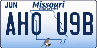 MO license plate AH0U9B