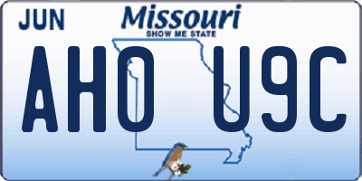 MO license plate AH0U9C