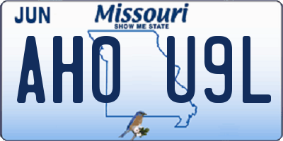 MO license plate AH0U9L
