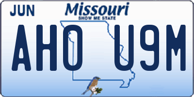MO license plate AH0U9M