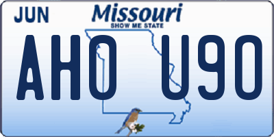 MO license plate AH0U9O