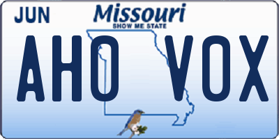 MO license plate AH0V0X