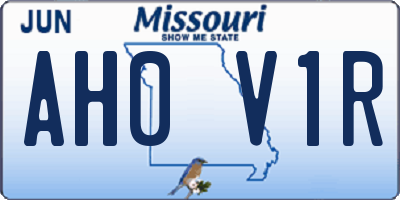 MO license plate AH0V1R