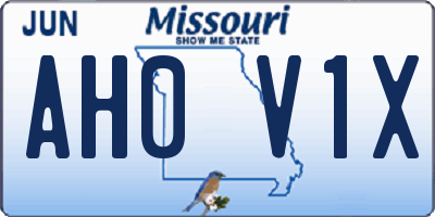 MO license plate AH0V1X