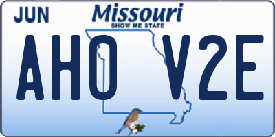 MO license plate AH0V2E