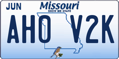 MO license plate AH0V2K